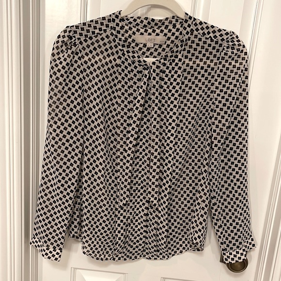 LOFT Tie Neck Blouse - Picture 1 of 8